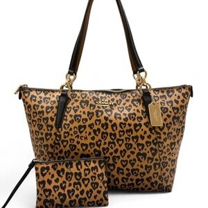 COACH Wild Heart Ava Tote with Matching Wristlet | Animal Print | Style F23238